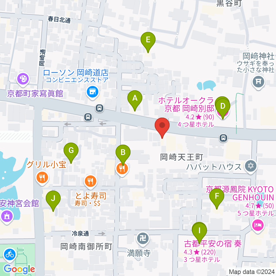 京都岡崎ナムホール周辺のホテル一覧地図