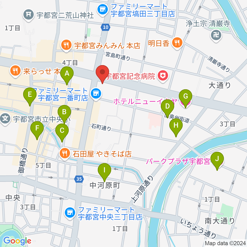 ブロンコ宇都宮周辺のホテル一覧地図