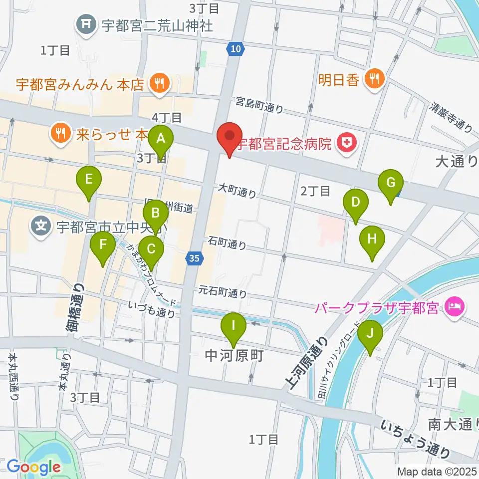 ブロンコ宇都宮周辺のホテル一覧地図