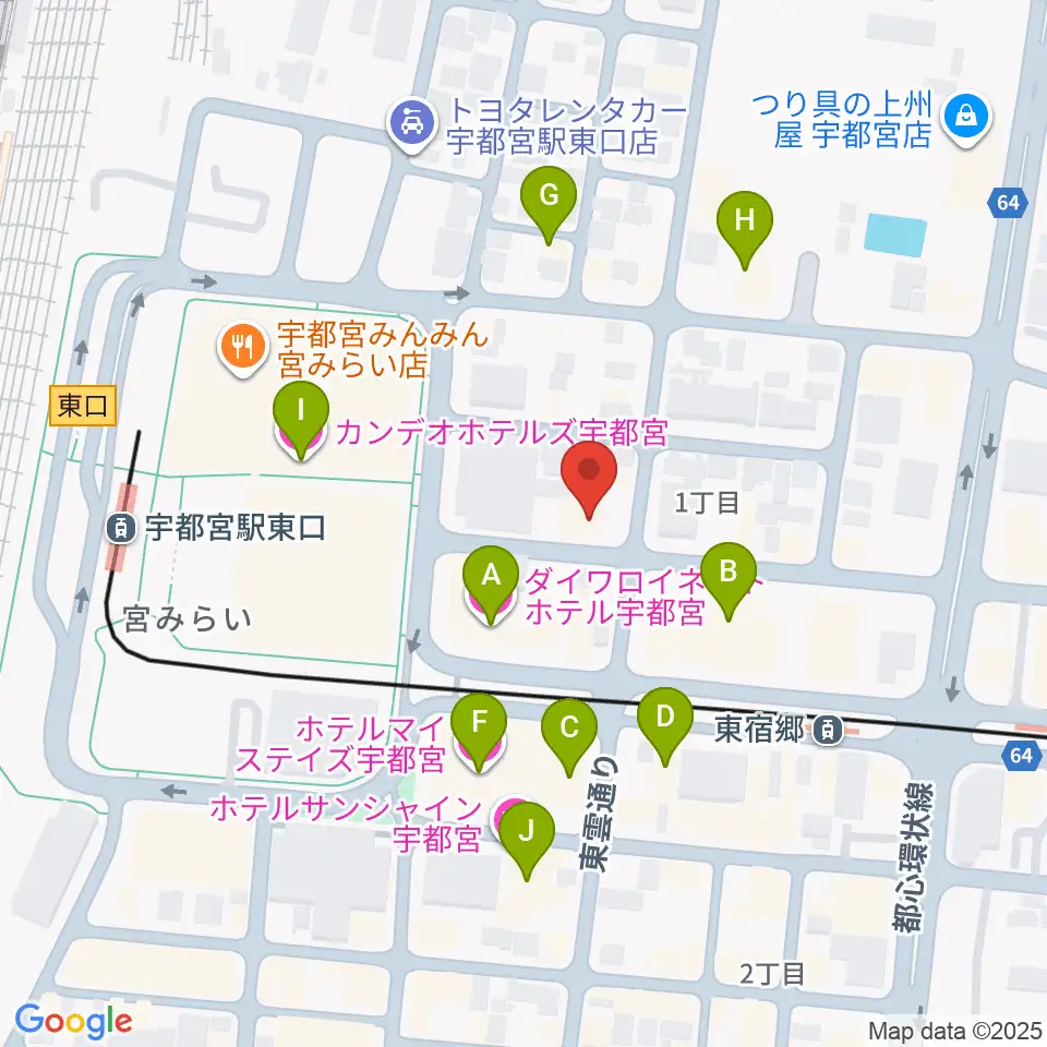 宇都宮インダルスドリーム周辺のホテル一覧地図