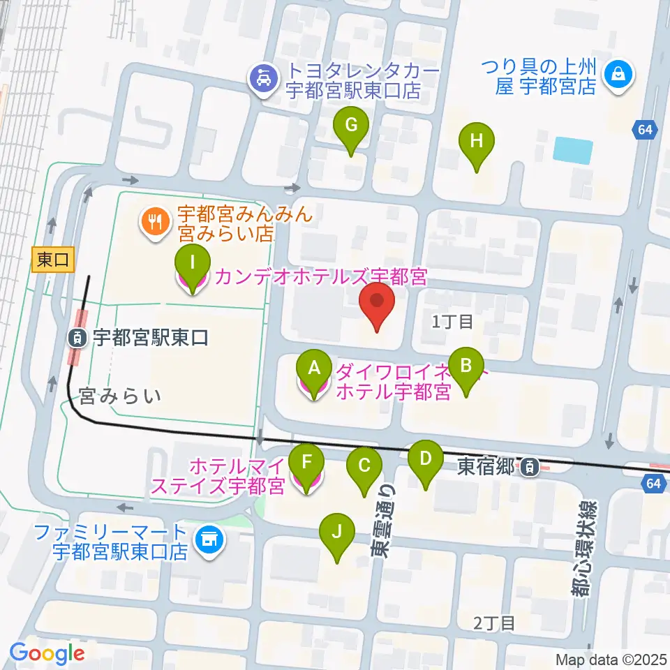宇都宮インダルスドリーム周辺のホテル一覧地図