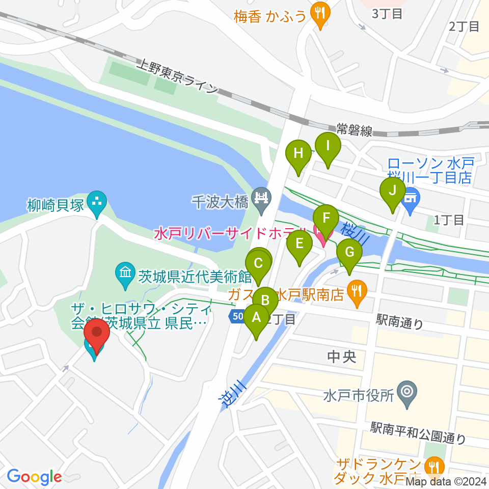 ザ・ヒロサワ・シティ会館周辺のホテル一覧地図