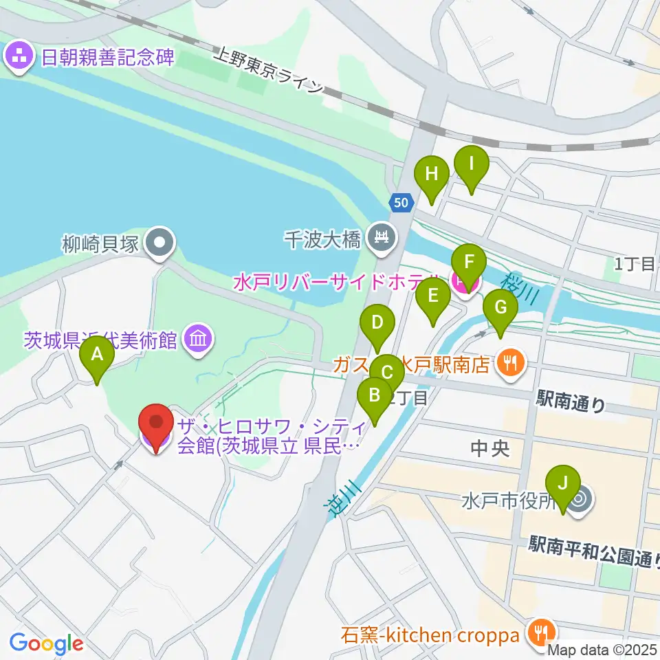 ザ・ヒロサワ・シティ会館周辺のホテル一覧地図