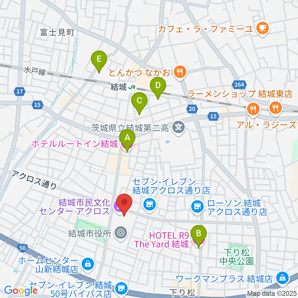 結城市民文化センターアクロス周辺のホテル一覧地図