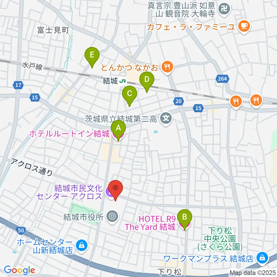 結城市民文化センターアクロス周辺のホテル一覧地図