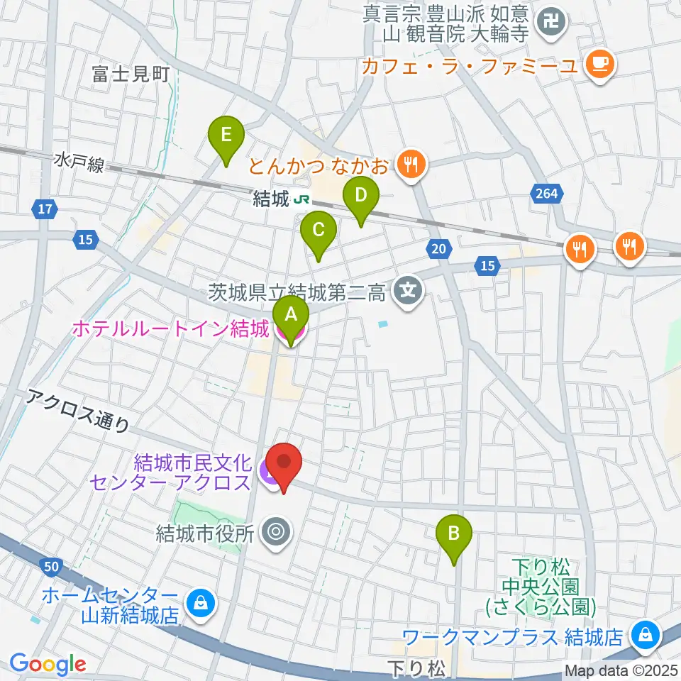 結城市民文化センターアクロス周辺のホテル一覧地図