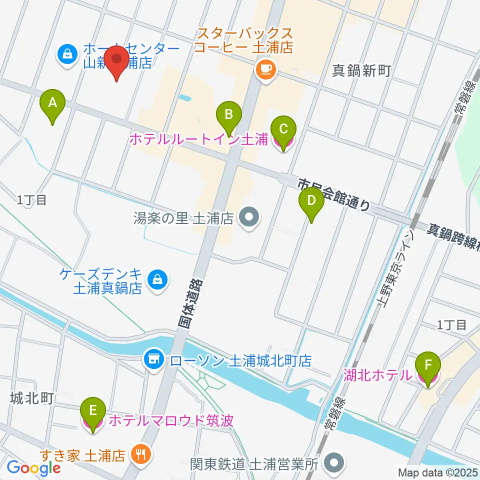 クラフトシビックホール土浦周辺のホテル一覧地図