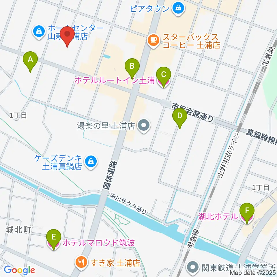 クラフトシビックホール土浦周辺のホテル一覧地図