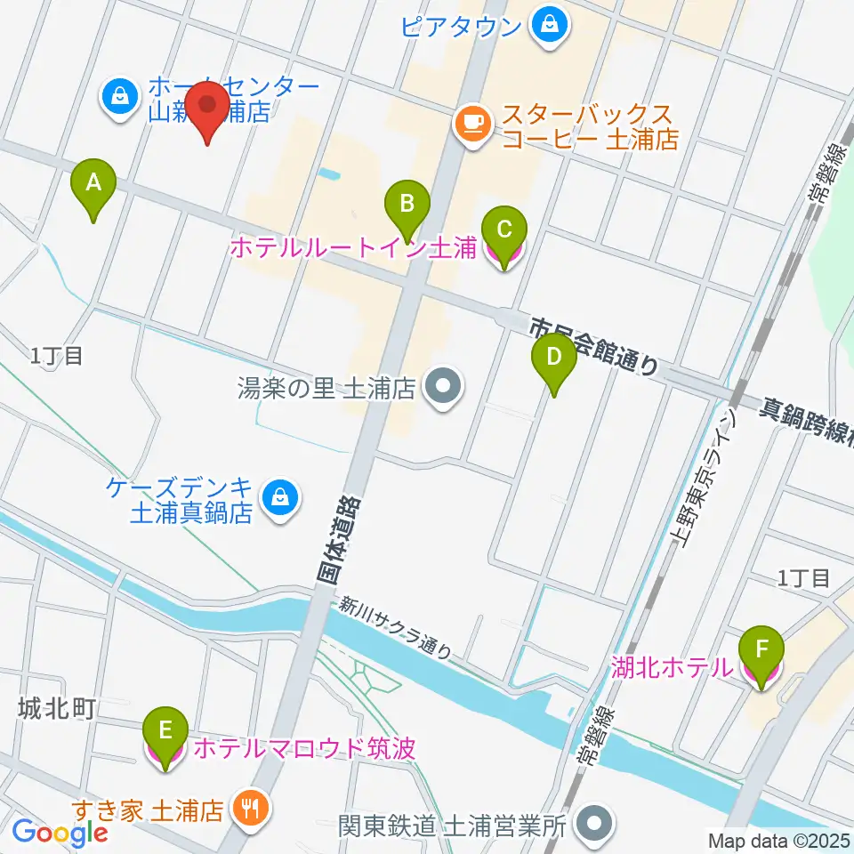 クラフトシビックホール土浦周辺のホテル一覧地図