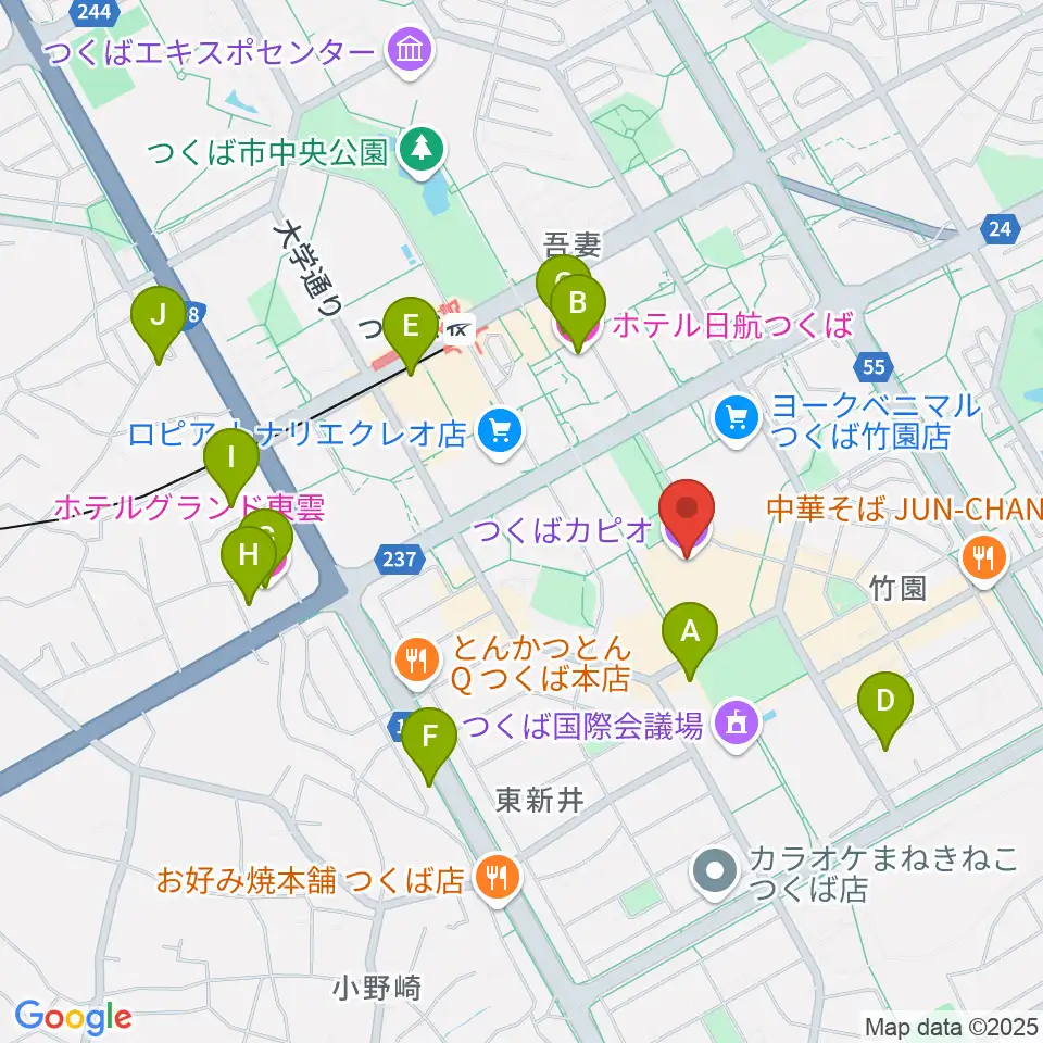 つくばカピオ周辺のホテル一覧地図
