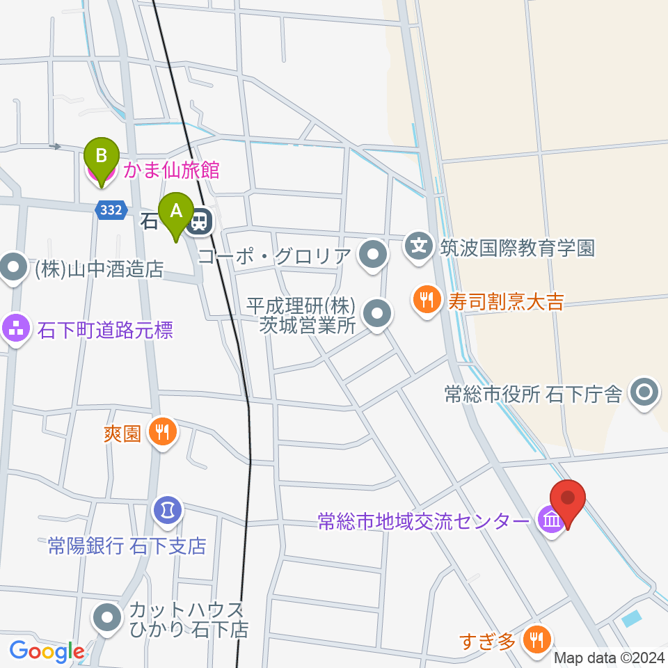 常総市地域交流センター周辺のホテル一覧地図