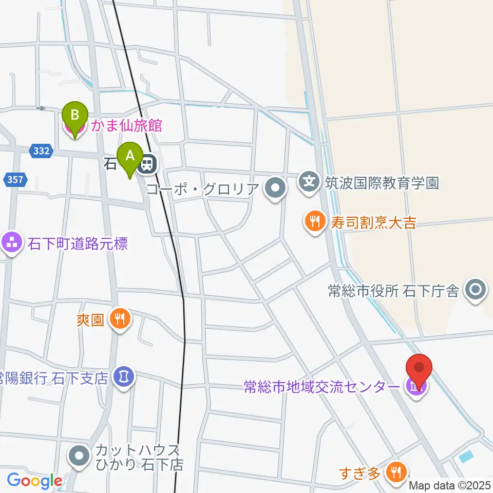 常総市地域交流センター周辺のホテル一覧地図