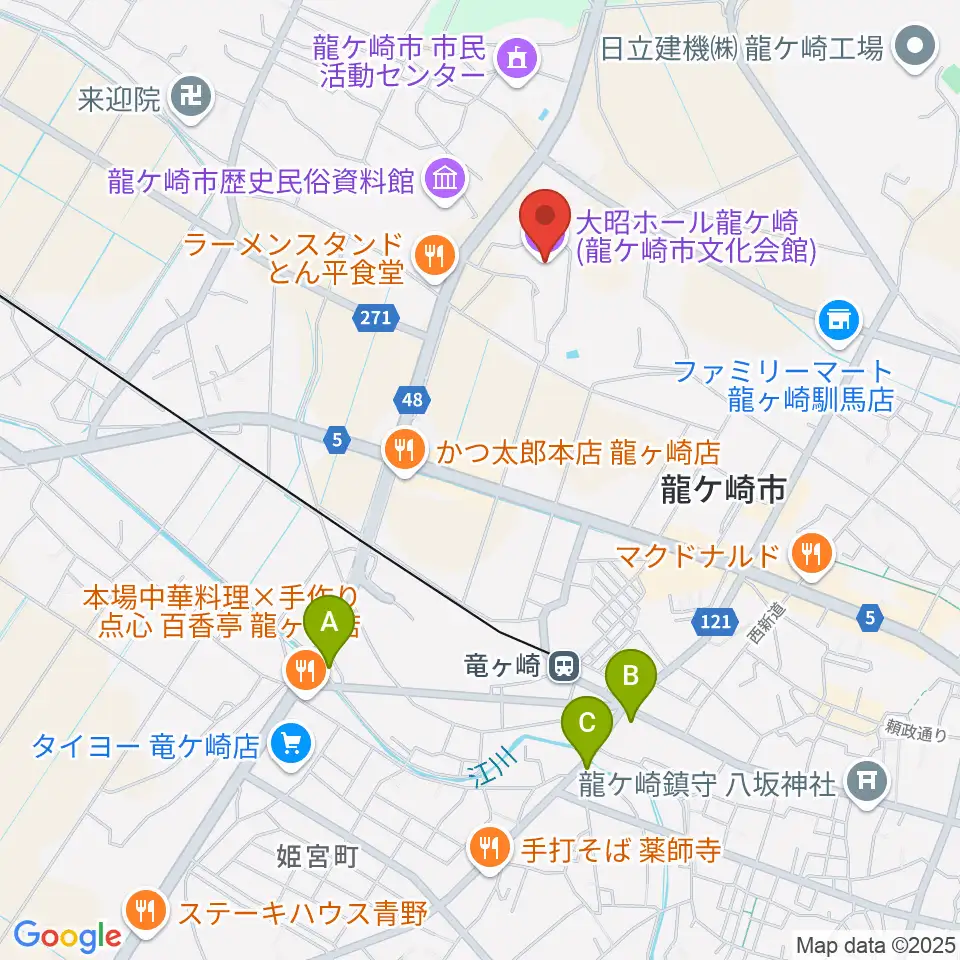 大昭ホール龍ケ崎周辺のホテル一覧地図