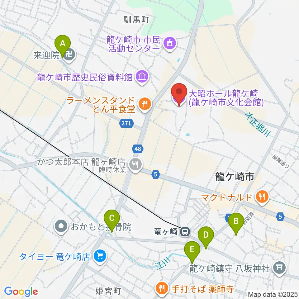 大昭ホール龍ケ崎周辺のホテル一覧地図