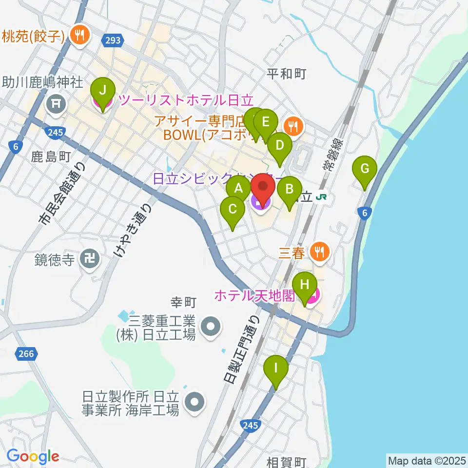 日立シビックセンター周辺のホテル一覧地図