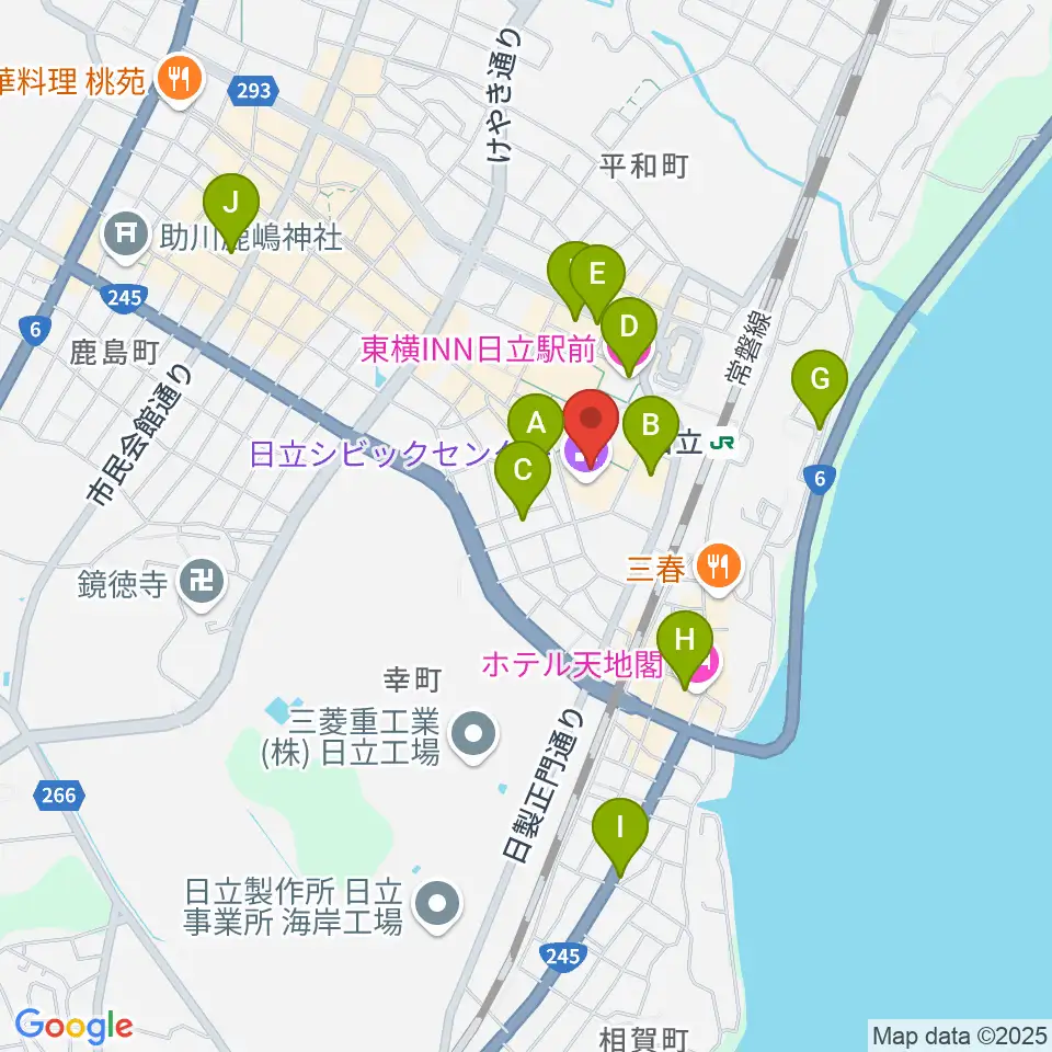 日立シビックセンター周辺のホテル一覧地図