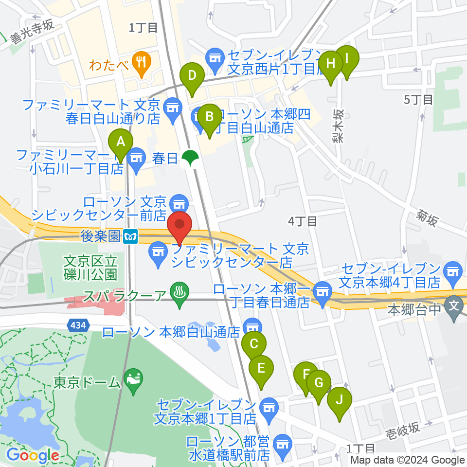 文京シビックホール周辺のホテル一覧地図