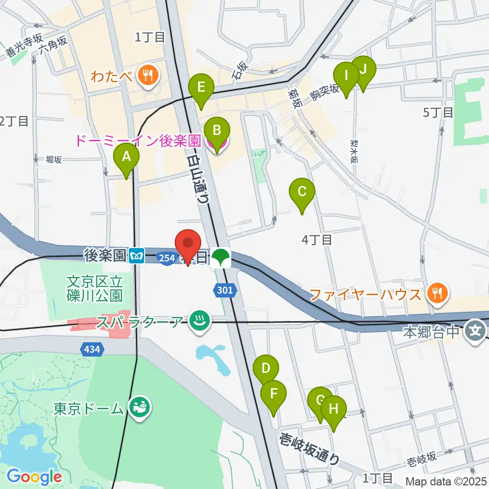 文京シビックホール周辺のホテル一覧地図
