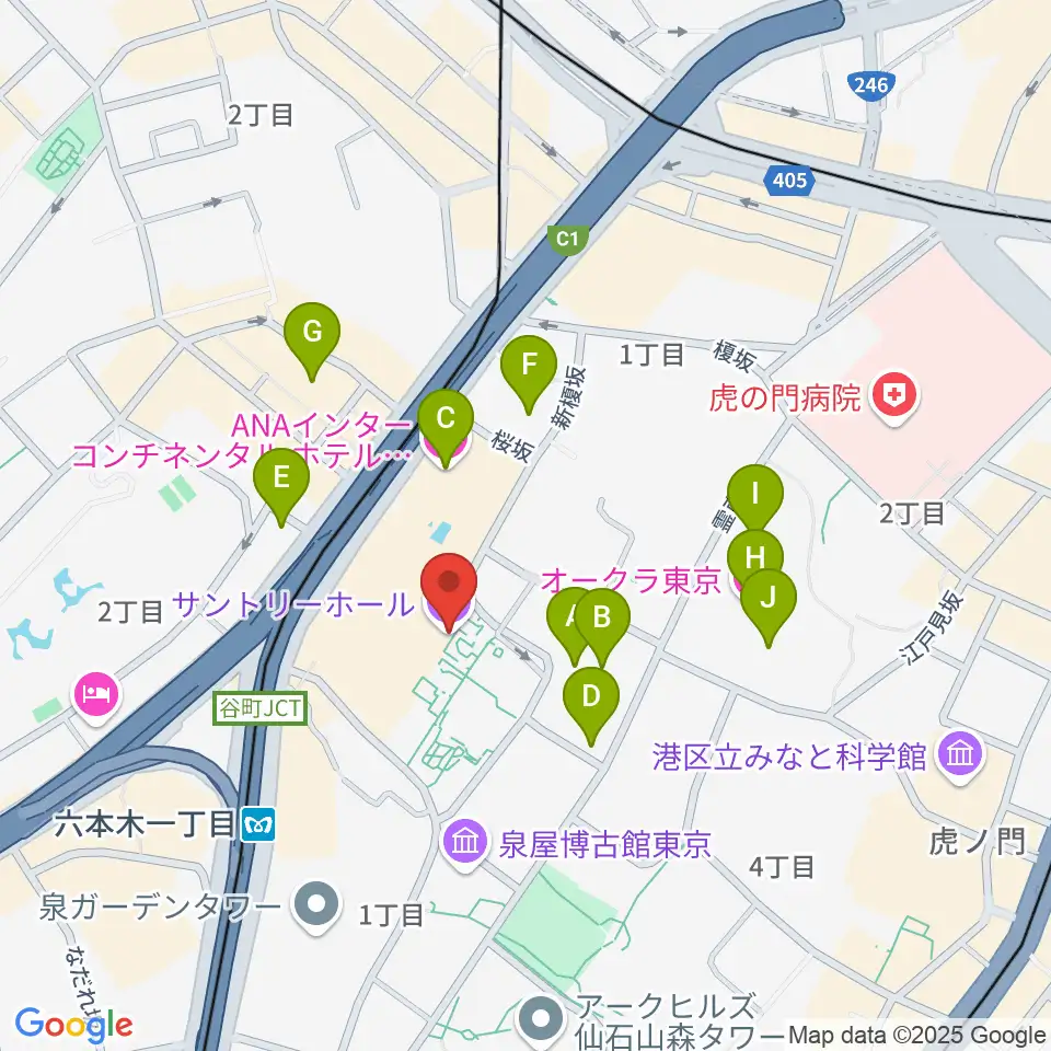サントリーホール周辺のホテル一覧地図