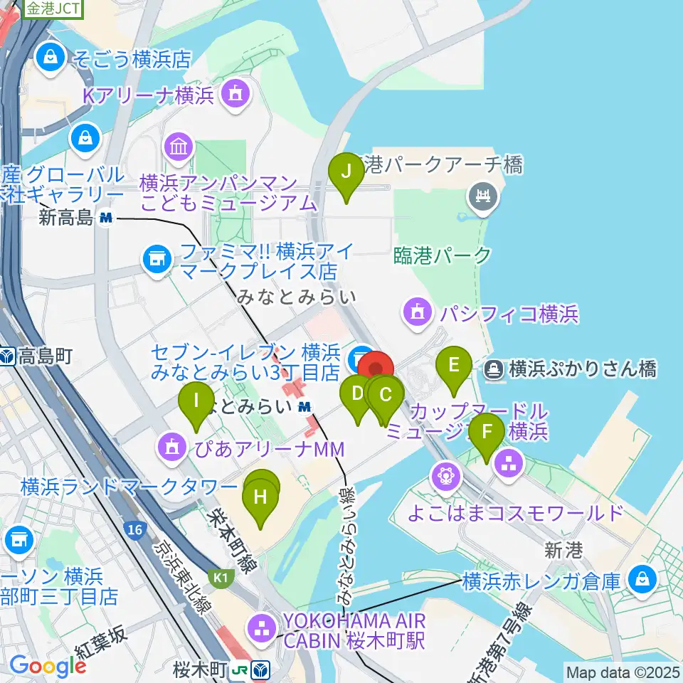 横浜みなとみらいホール周辺のホテル一覧地図