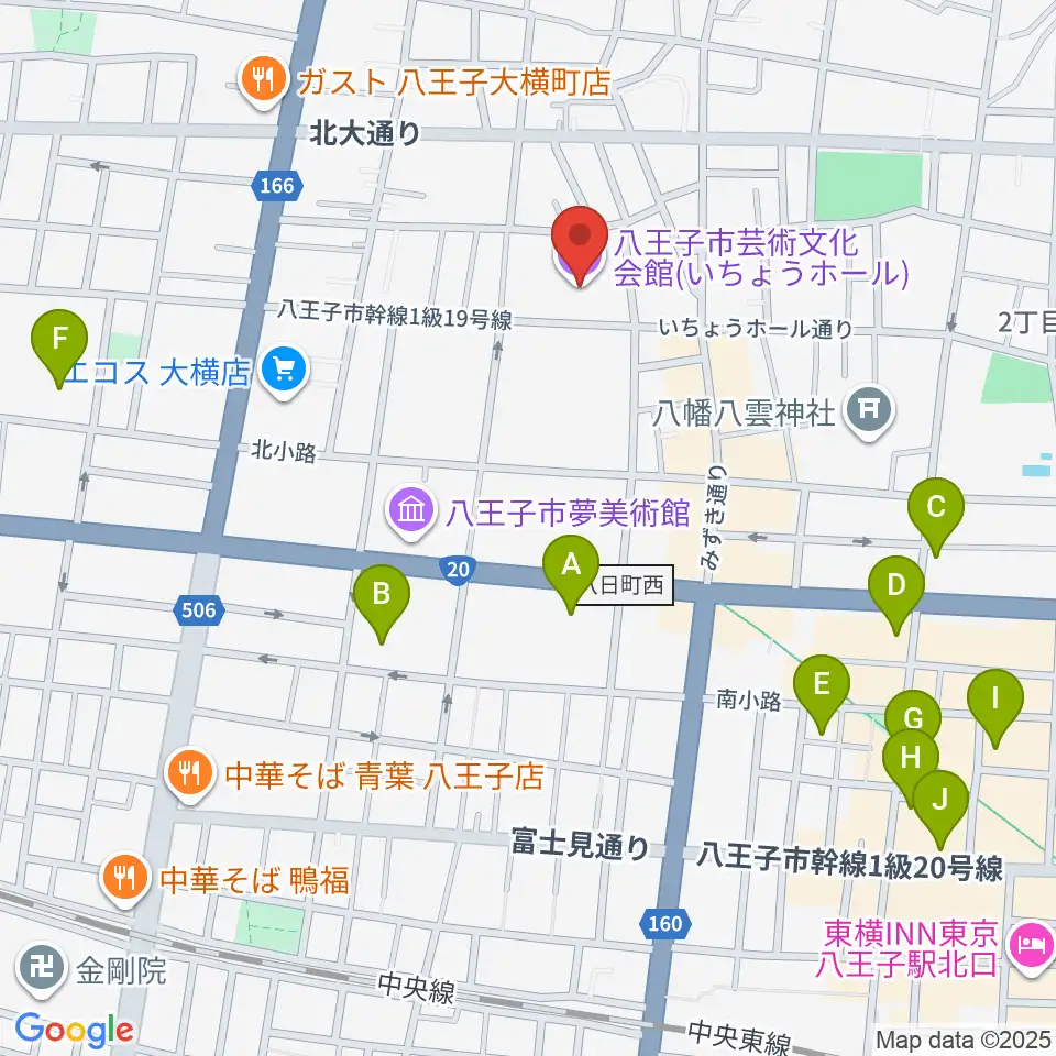 いちょうホール周辺のホテル一覧地図