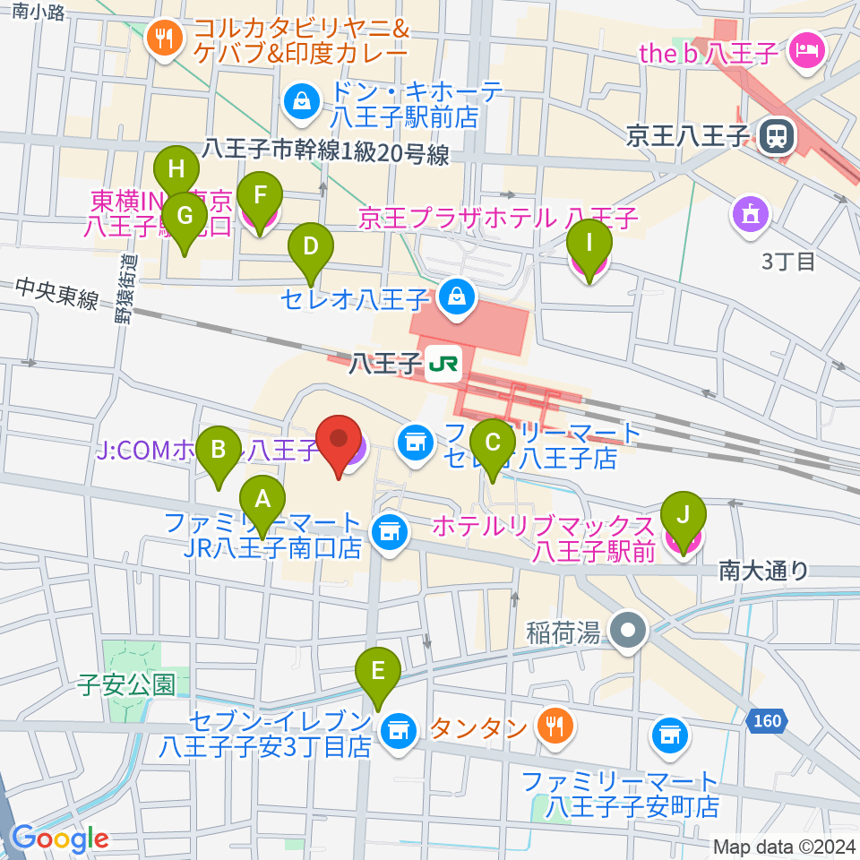 J:COMホール八王子周辺のホテル一覧地図