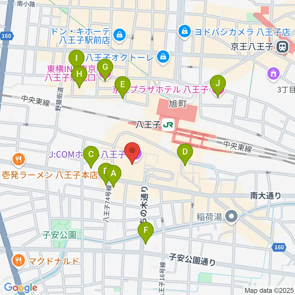 J:COMホール八王子周辺のホテル一覧地図