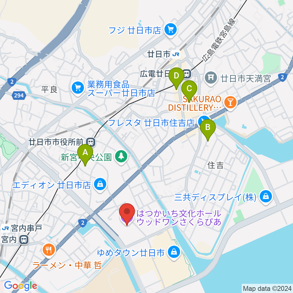 ウッドワンさくらぴあ周辺のホテル一覧地図