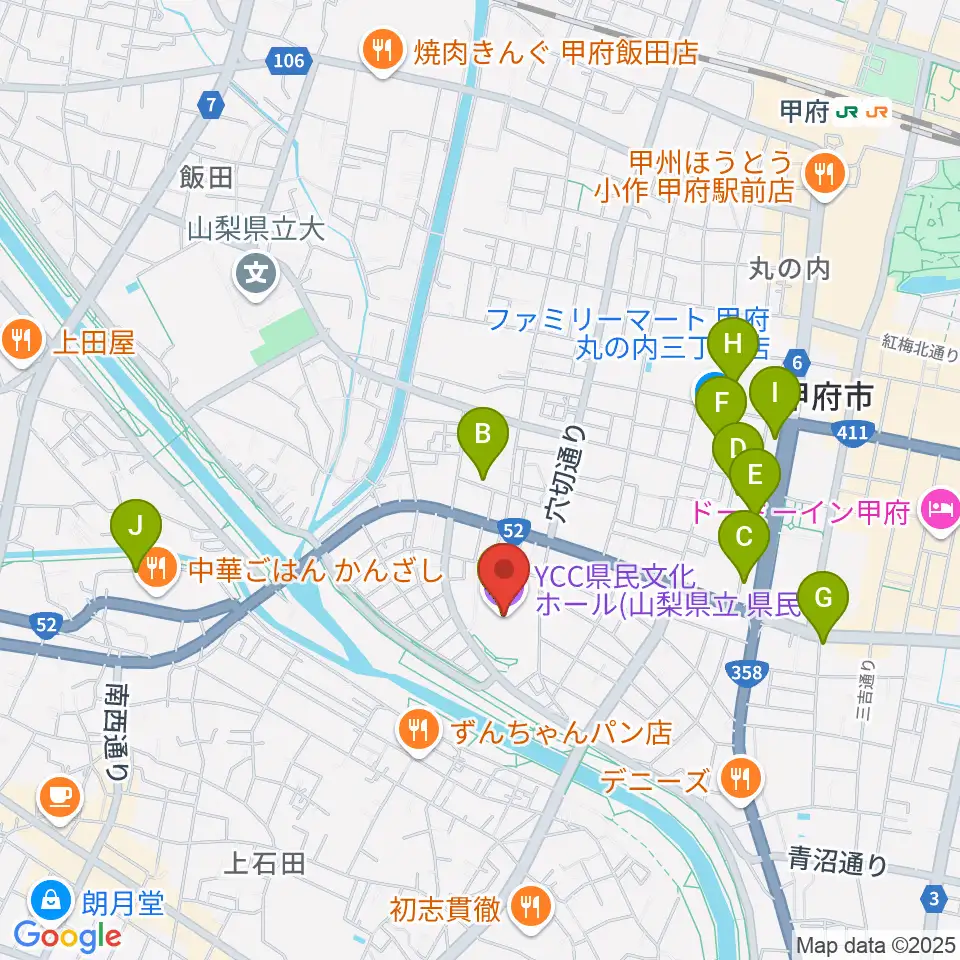 YCC県民文化ホール周辺のホテル一覧地図