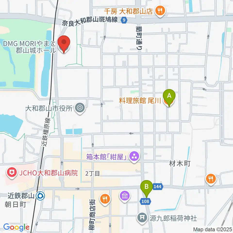 DMG MORI やまと郡山城ホール周辺のホテル一覧地図