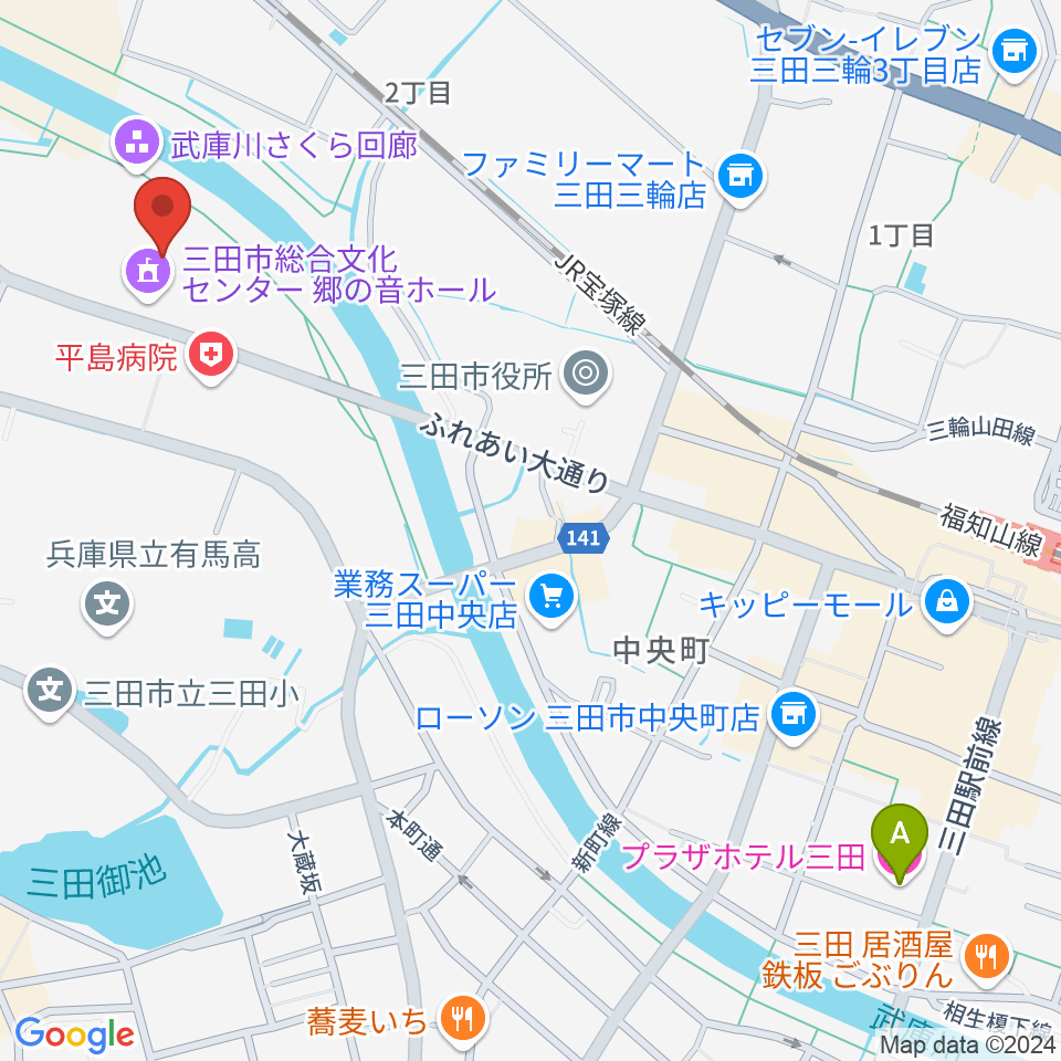 郷の音ホール周辺のホテル一覧地図