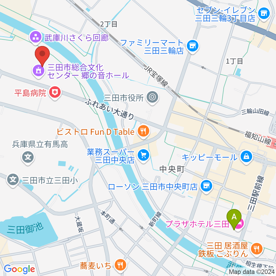 郷の音ホール周辺のホテル一覧地図