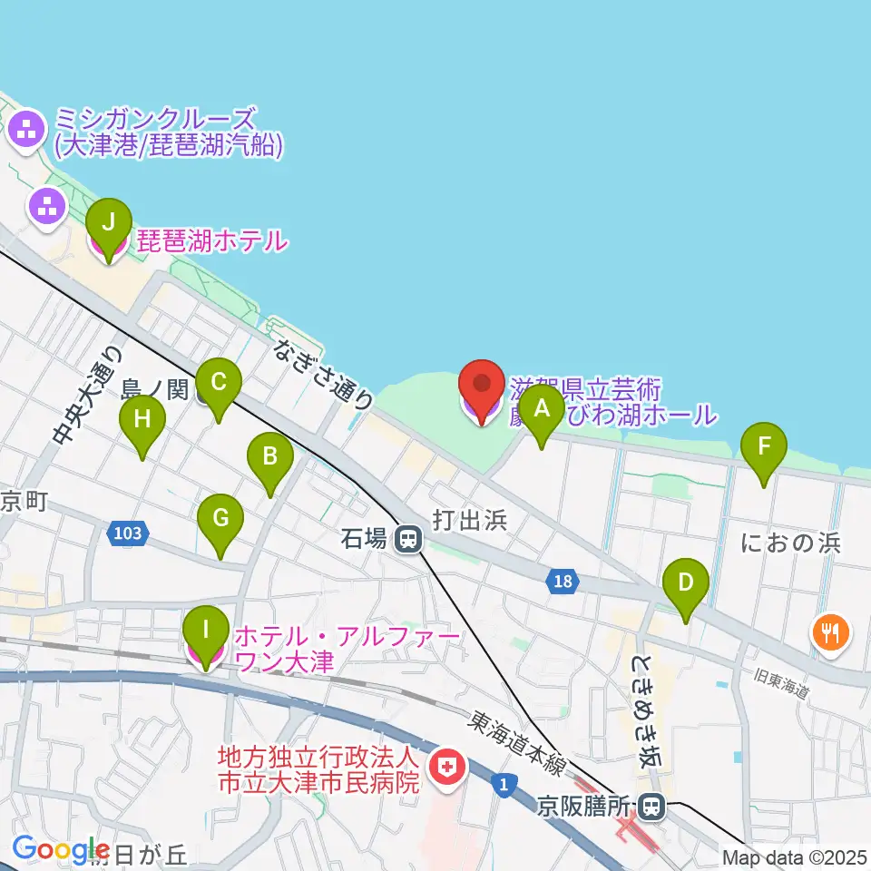 滋賀県立芸術劇場びわ湖ホール周辺のホテル一覧地図