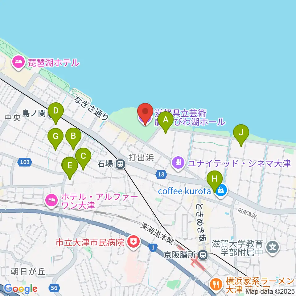 滋賀県立芸術劇場びわ湖ホール周辺のホテル一覧地図