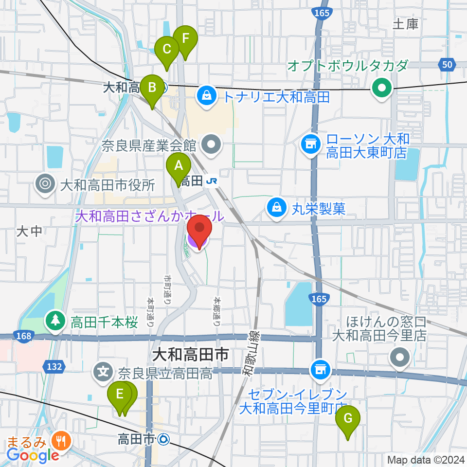 大和高田さざんかホール周辺のホテル一覧地図