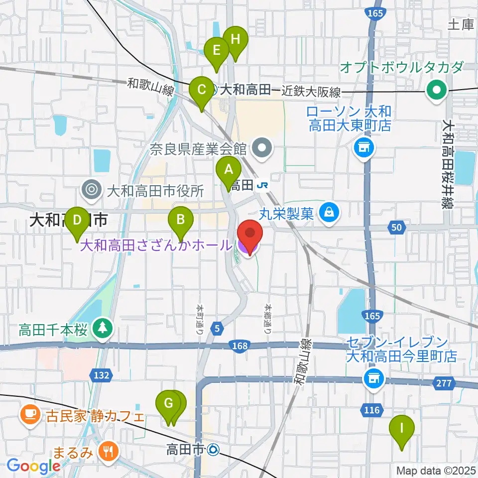 大和高田さざんかホール周辺のホテル一覧地図