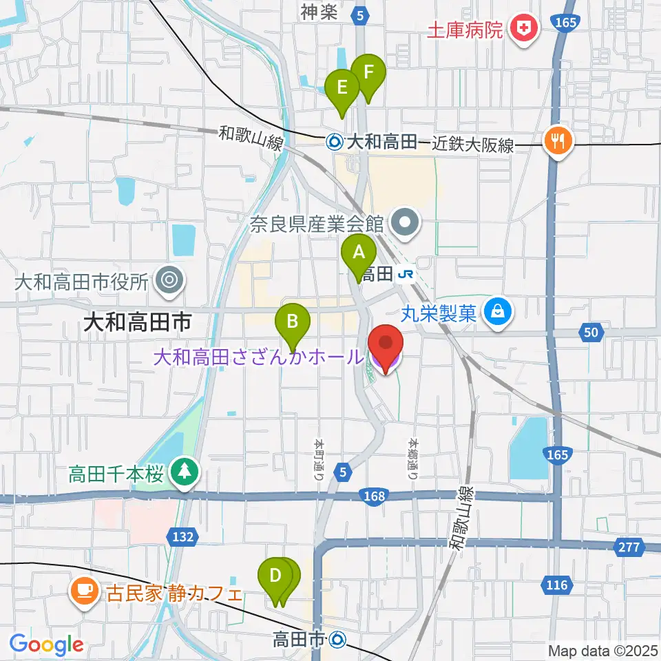 大和高田さざんかホール周辺のホテル一覧地図