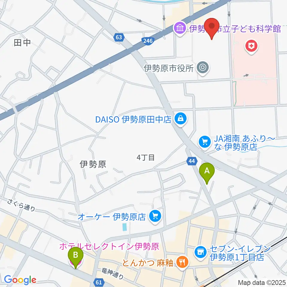 伊勢原市民文化会館周辺のホテル一覧地図
