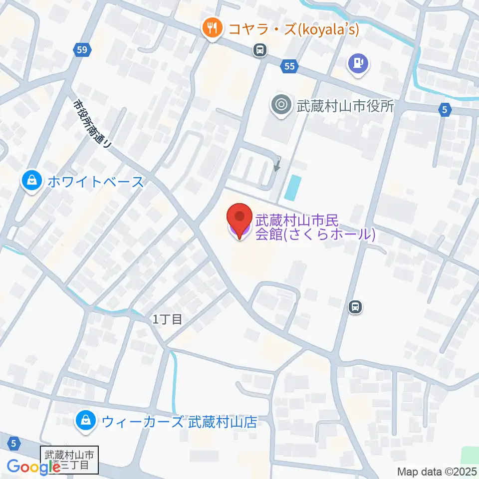 武蔵村山市民会館 さくらホール周辺のホテル一覧地図