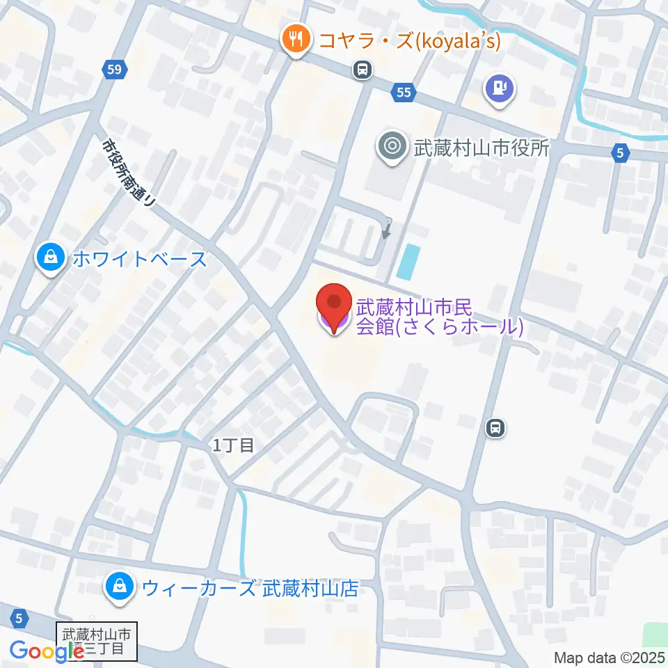 武蔵村山市民会館 さくらホール周辺のホテル一覧地図