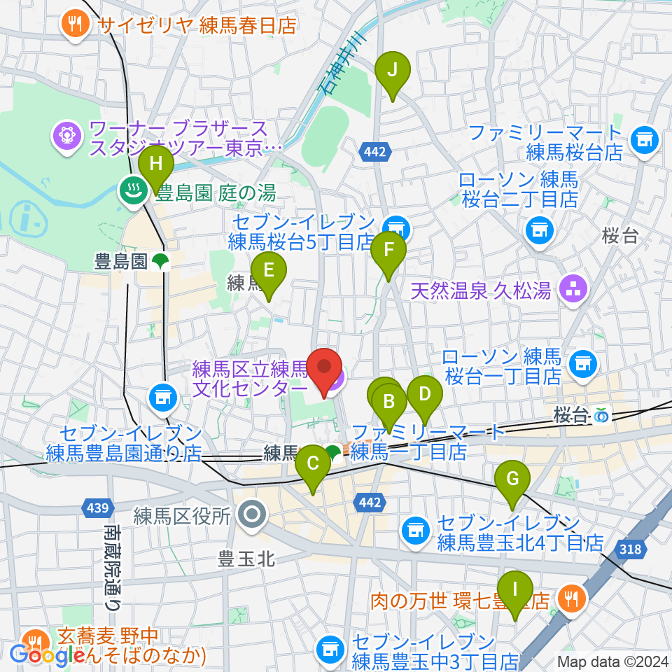 練馬文化センター周辺のホテル一覧地図