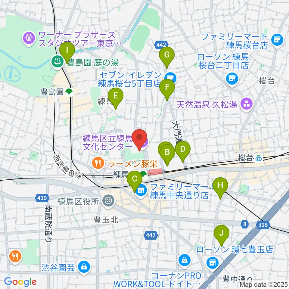 練馬文化センター周辺のホテル一覧地図