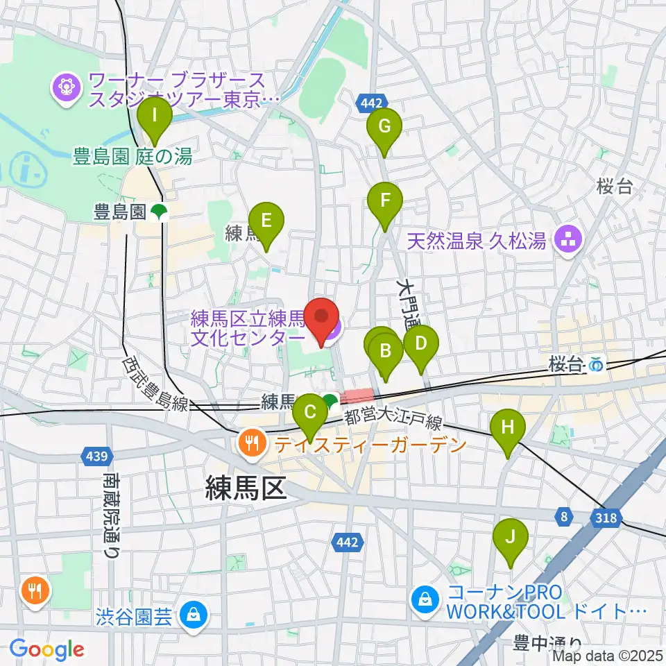 練馬文化センター周辺のホテル一覧地図