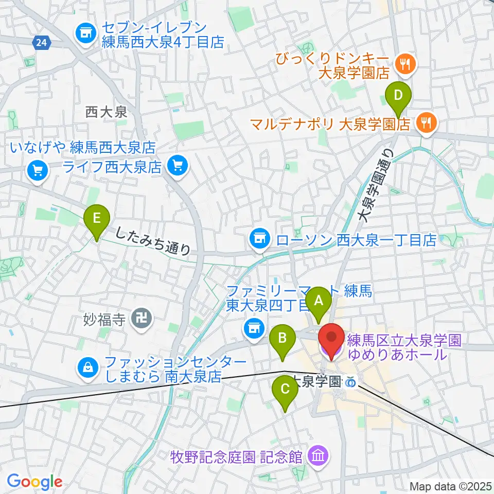 大泉学園ゆめりあホール周辺のホテル一覧地図