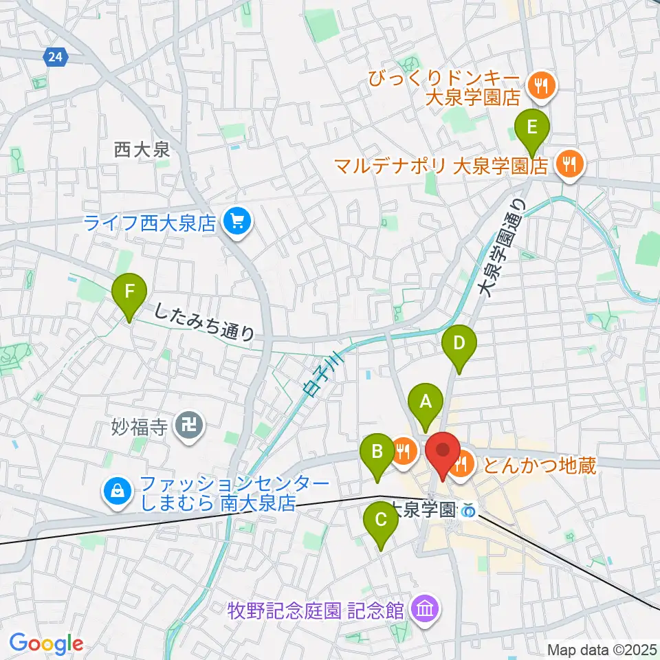 大泉学園ゆめりあホール周辺のホテル一覧地図