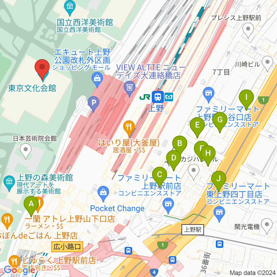 東京文化会館周辺のホテル一覧地図