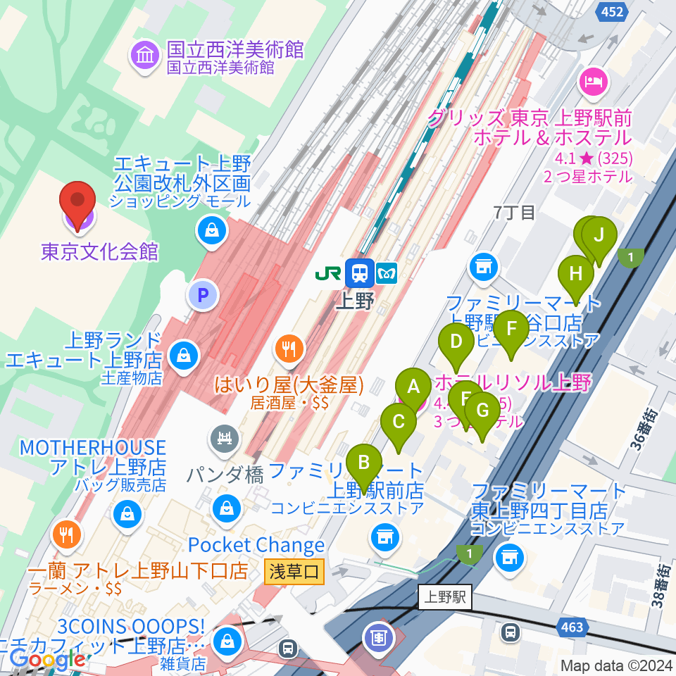 東京文化会館周辺のホテル一覧地図