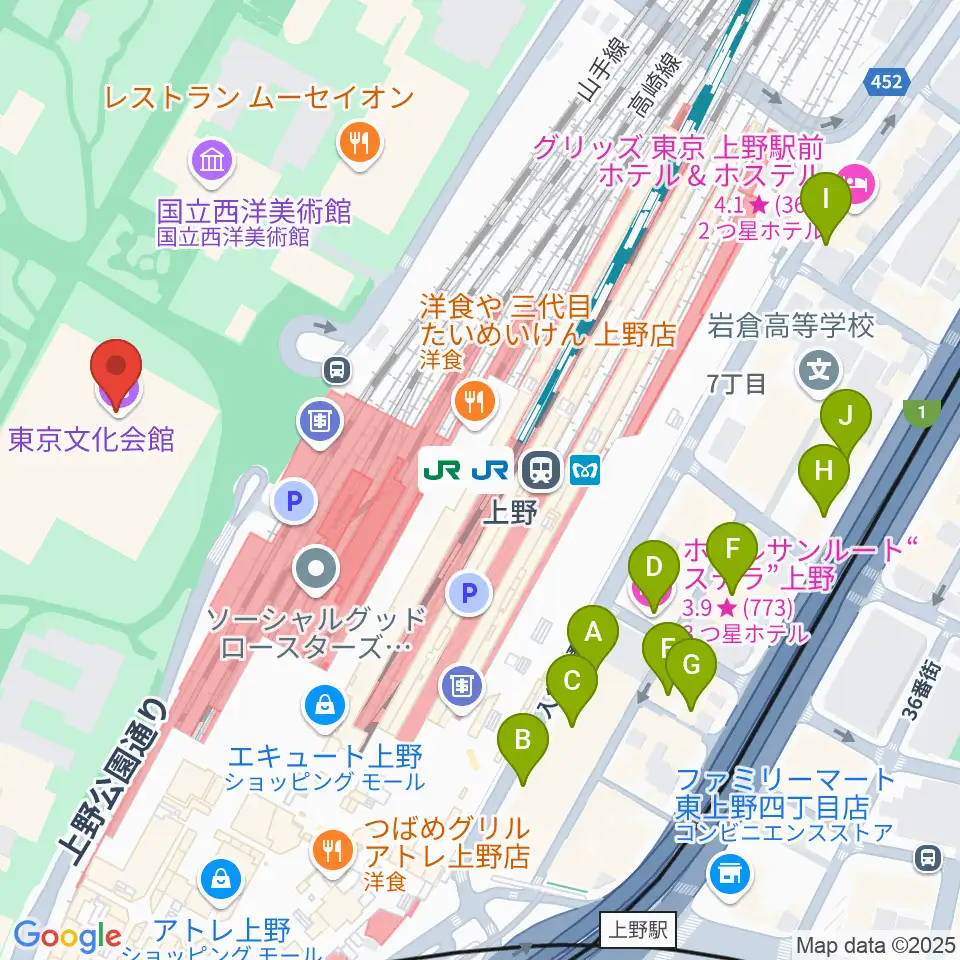 東京文化会館周辺のホテル一覧地図