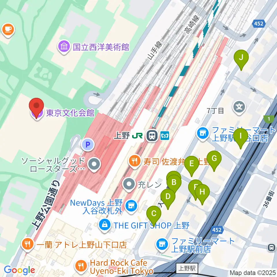 東京文化会館周辺のホテル一覧地図