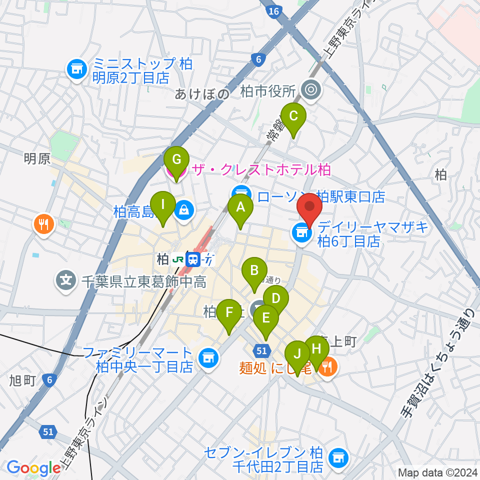 アミュゼ柏周辺のホテル一覧地図